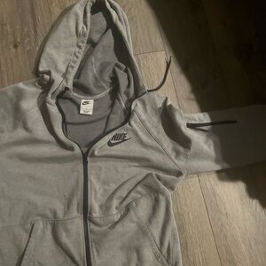 Nike tech Light Gray Hoodie with Black Logo